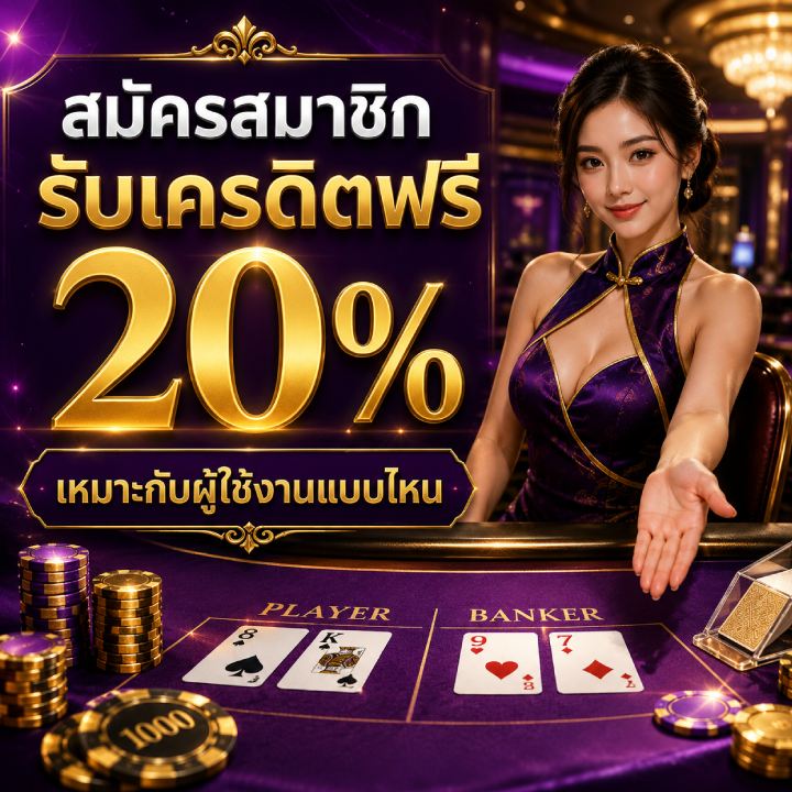 สมัครสมาชิก รับเครดิตฟรี 20%